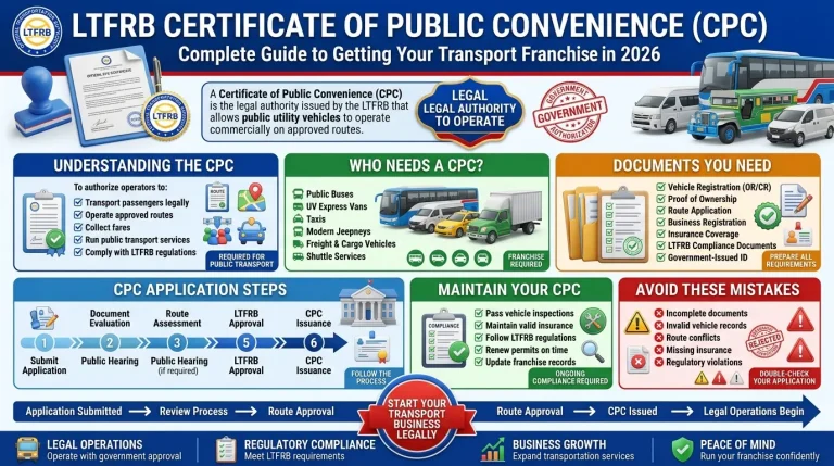 LTFRB Certificate of Public Convenience Complete Guide to Getting Your Transport Franchise in 2026